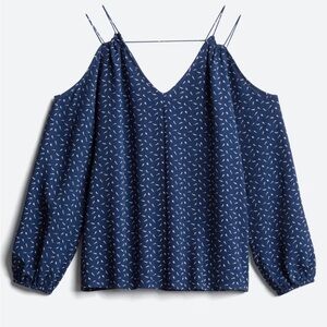 855. Papermoon Crescent Bariel Navy Blue Spring Cold Shoulder Top Stitch Fix